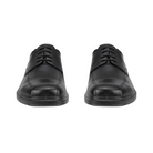 Front View of Men’s ECCO Helsinki 2 Bike Toe Derby Shoe in Black – featuring defined bike toe seam, rounded toe for timeless style, and smooth leather upper for a polished finish.