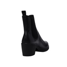 Back view of Women’s Ecco Metropole Zurich Chelsea boot in black – featuring padded heel collar for rearfoot cushioning, molded heel counter for stability during movement, pull tab for easy on and off, and subtle branding details.