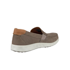 Back view of Men’s Ecco S-Lite moccasin in warm grey – featuring padded heel collar for rearfoot cushioning, flexible sole for ease of movement, and subtle branding details.