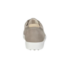 Back View of Women’s ECCO Soft 7 Sneaker in Warm Grey – featuring reinforced heel for stability, subtle seam detailing, and clean, minimalist design for a polished everyday look.
