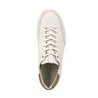 Top view of Men’s Ecco Street Lite Luxe sneaker in limestone and nutmeg brown – featuring padded collar and tongue for comfort, breathable lining to keep feet dry, and traditional lace-up closure for secure fit.
