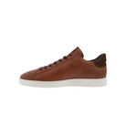 Side view of Men’s Ecco Street Lite sneaker in whisky and coffee – featuring premium leather upper with perforations for breathability, cushioned insole for all-day comfort, and sleek silhouette suitable for everyday wear.