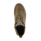Top view of Men’s Ecco Track 25 boot in nutmeg brown – featuring padded collar and tongue for ankle support, breathable lining to keep feet dry, and secure lace-up closure for customized fit.