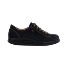 Side View of Women’s Finn Comfort Ikebukuro Nero Schwarz Shoe in Black – featuring smooth leather upper for sleek style, cushioned footbed for comfort, and durable outsole for all-day wear.
