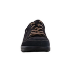 Front View of Women’s Finn Comfort Ikebukuro Nero Schwarz Diva Shoe in Black – featuring rounded toe for natural fit, smooth leather upper, and secure lace-up closure.