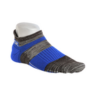 Side View of Unisex FitSok Q5 No-Show Sock in Charcoal – featuring moisture-wicking performance fabric for dry comfort, compression arch support for stability, and low-cut design for a no-show look.