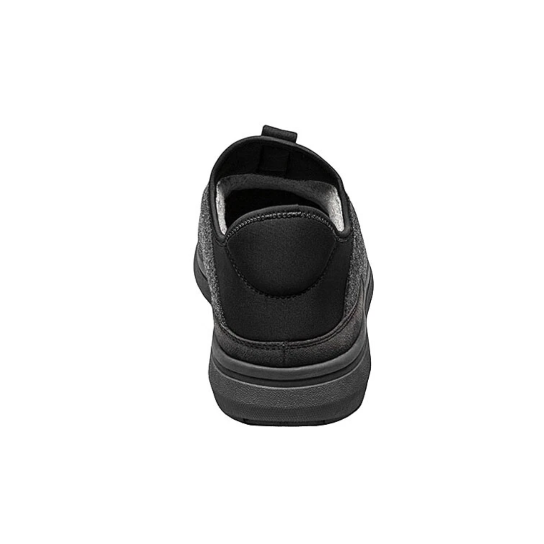 Back view of Men’s Florsheim Java Wool Moc in Charcoal – showing the soft, padded heel collar and heel counter with subtle branding for relaxed comfort and a secure fit.