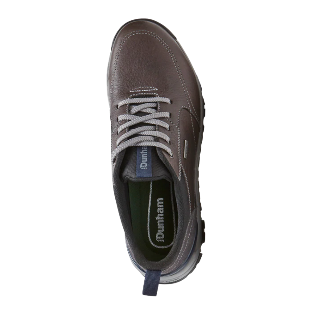 Top view of Men’s Glastonbury Ubal II walking shoe in steel grey – featuring a rugged textile upper, cushioned insole, and breathable mesh lining for comfort.