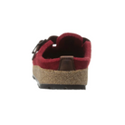 Back view of Haflinger Women's GZB in Chili – featuring an open-heel slip-on clog design with a softly contoured heel cup, offering easy wear and supportive comfort for everyday use.