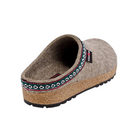 Back view of Haflinger Women's GZ Grizzly Classic in Earth – featuring an open-back slip-on design with a gently raised heel cup for added stability and ease of wear.