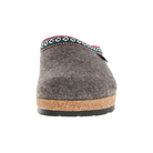 Front view of Haflinger Women's GZ Grizzly Classic in Grey – featuring a rounded toe, seamless felt construction, and a clean minimalist profile that conforms comfortably to the foot.