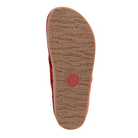 Back view of Haflinger Women's GZ Lacey in Chili – featuring an open-back design with a gently raised heel cup for secure wear and natural foot positioning.
