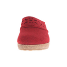 Front view of Haflinger Women's GZ Lacey in Chili – featuring a rounded toe, seamless wool construction, and delicate scalloped trim detail for a cozy yet feminine look.