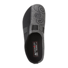 Top view of Haflinger Women's Two-Tone Magic in Black/Grey – featuring a soft wool felt upper in a two-tone black and grey design, rounded toe box, and cozy slip-on silhouette for breathable, all-day indoor comfort.
