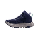 Side view of Women’s Anacapa 2 Mid GTX hiking boot in night sky and opal – featuring a waterproof Gore-Tex membrane with durable synthetic and mesh upper, cushioned midsole with shock absorption to reduce joint strain, and reinforced toe and heel overlays for durability.