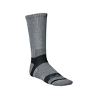 Side View of Incrediwear Trek Crew Socks in grey – featuring moisture-wicking fabric to keep feet dry, targeted compression zones for enhanced circulation, and cushioned soles for added comfort on long hikes.