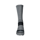 Front View of Incrediwear Trek Crew Socks in grey – featuring moisture-wicking fabric, targeted compression zones for improved circulation, and a cushioned sole for added comfort during long wear.

