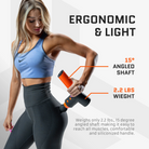 Lifestyle View of Jawku Muscle Blaster being used on the shoulder – featuring ergonomic handheld design, compact build for home or travel use, and recovery benefits for athletes.