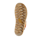 Bottom view of Women’s Elle Backstrap sandal in merlot and birch – featuring a non-marking rubber outsole, shallow tread pattern for everyday grip, and flexible sole for natural foot movement.