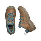 Top and Side View of Women’s Keen Circadia Vent hiking shoe in coconut/north atlantic – featuring a breathable mesh and leather upper, secure lace-up system, cushioned midsole for all-day comfort, and a rugged outsole designed for trail traction.