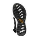 Bottom view of Women’s Elle Sport Backstrap sandal in black and steel grey – featuring a non-marking rubber outsole, low-profile tread for everyday traction, and flexible sole construction for natural foot movement.