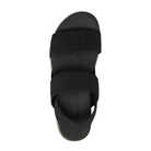 Top view of Women’s Elle Strappy sandal in black and vapor – featuring padded straps for irritation-free wear, contoured footbed with arch support, and open design for breathability.