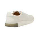 Back view of Women’s KNX Leather Sneaker in star white – featuring a branded heel tab, padded heel collar for support, and subtle logo embossing for understated branding.