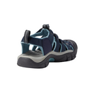 Back view of Women’s Newport H2 sandal in navy and magnet – featuring adjustable heel strap for a snug fit, heel pull tab for easy on/off, and cushioned heel for comfort during extended wear.