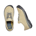 Top and Side View of Women’s Keen Presidio Canvas sneaker in taupe – featuring a breathable canvas upper, lace-up closure for a secure fit, cushioned footbed for comfort, and a lightweight flexible rubber outsole for all-day wear.