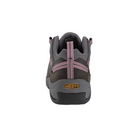 Back view of Women’s Steens Vent hiking shoe in magnet and nostalgia rose – featuring a molded heel counter for rearfoot stability, pull tab for easy on/off, and subtle reflective accents for low-light visibility.