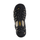 Bottom view of Men’s Steens Waterproof Mid Boot in canteen and black – featuring a rugged rubber outsole with multi-directional lugs for trail traction, non-marking surface for indoor use, and durable tread for long-lasting wear.