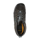 Top view of Women’s Targhee III Mid Boot in magnet and atlantic blue – featuring padded collar and tongue for ankle support, moisture-wicking lining for dry comfort, and secure lace-up closure for a locked-in fit.