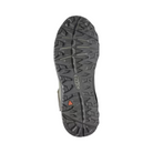 Bottom View of Women’s Keen Terradora II Leather Waterproof Boot in brindle/redwood – featuring a durable rubber outsole with deep multi-directional lugs for superior traction, slip-resistant design, and rugged construction for outdoor stability.