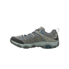 Side view of Men’s Merrell Moab 3 Waterproof in Granite – featuring a waterproof suede and mesh construction, Merrell Air Cushion in the heel, and Vibram® TC5+ outsole for stability and grip on uneven terrain.