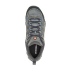 Top view of Men’s Merrell Moab 3 Waterproof in Granite – featuring a breathable mesh upper, padded collar and tongue, and traditional lace-up system with durable webbing for a customized, supportive fit.