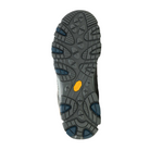 Bottom view of Men’s Merrell Moab 3 Waterproof in Granite – featuring a Vibram® rubber outsole with deep multi-directional lugs, flex grooves, and durable traction zones for reliable performance on rugged trails.