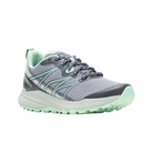 Angled view of Women’s Merrell Bravada 2 Breeze in Rock/Navy – featuring a lightweight mesh upper, EVA midsole cushioning, and breathable performance materials in a sleek, modern silhouette made for warm-weather hikes.
