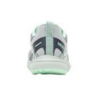 Back view of Women’s Merrell Bravada 2 Breeze in Rock/Navy – featuring a mid-rise ankle collar, molded heel counter, pull tab for easy on/off, and navy detailing for visual contrast and support.