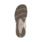 Bottom View of Women’s Merrell Encore Breeze 4 slip-on shoe in aluminum – featuring a patterned rubber outsole for traction, durable wear-resistant lugs, and flexible sole design.

