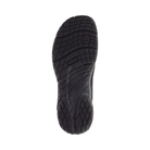 Bottom view of the Women’s Merrell Encore Breeze 4 Slip-On in Black, displaying the M Select GRIP rubber outsole with a durable traction pattern built for stability on both indoor and outdoor surfaces, supporting long hours on your feet.
