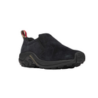 Angled view of Women’s Merrell Jungle Moc in midnight – featuring a sleek silhouette with minimalist styling, reinforced toe for durability, and soft interior for cozy wear.