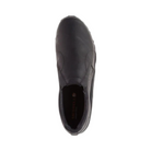 Top View of Men’s Merrell Jungle Moc slip-on shoe in midnight – featuring a smooth suede upper, dual elastic side goring for easy on and off, and a cushioned insole for all-day comfort.