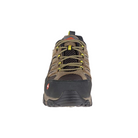 Front View of Men’s Merrell Moab 2 Vent Composite Toe work shoe in boulder – featuring a protective composite toe, breathable mesh upper with leather overlays, and reinforced toe bumper for durability.