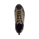Top View of Men’s Merrell Moab 2 Vent Composite Toe work shoe in boulder – featuring a lace-up closure for a secure fit, padded tongue and collar, and ventilated mesh panels for breathability.