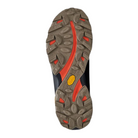 Bottom view of Men’s Merrell Moab Speed hiking shoe in brindle – featuring a Vibram rubber outsole with multi-directional lugs for superior traction, flex grooves for natural foot movement, and slip-resistant tread to reduce fall risk on varied terrain.