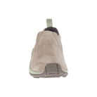 Front View of Women’s Merrell Jungle Moc in brindle tea – featuring easy slip-on suede design, molded nylon arch shank, and breathable mesh lining.