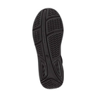 Bottom View of Women’s New Balance 928v3 walking shoe in black – featuring non-marking rubber outsole, ROLLBAR stability technology, and patterned tread for improved grip.