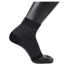 Side View of Unisex OS1st FS6 Performance Foot Sleeve in Black – featuring targeted compression zones, lightweight breathable fabric, and moisture-wicking design.