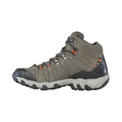 Side View of Men’s Oboz Bridger Mid Waterproof Hiking Boot in Raven – featuring a mid-height cut for ankle protection, reinforced toe cap for rocky trails, and dual-density EVA midsole for shock absorption and comfort on long hikes.