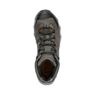 Top View of Men’s Oboz Bridger Mid Waterproof Hiking Boot in Raven – featuring a premium nubuck leather upper, waterproof B-Dry membrane to keep feet dry, and contoured O Fit insole for superior cushioning and arch support.

